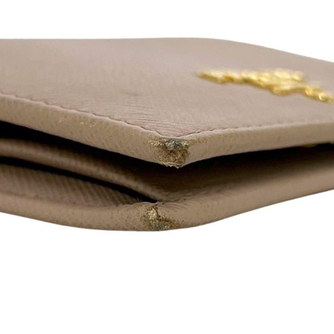 Prada Bifold Wallet Beige Folding Saffiano Leather