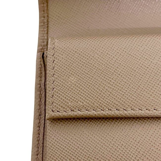 Prada Bifold Wallet Beige Folding Saffiano Leather
