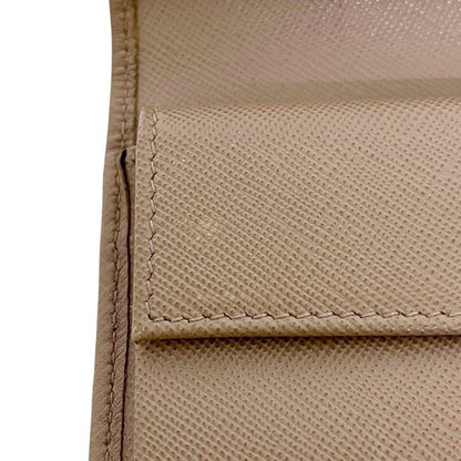 Prada Bifold Wallet Beige Folding Saffiano Leather