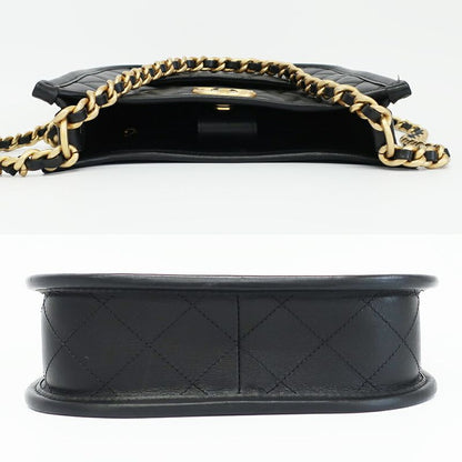 Chanel Hobo Shoulder Bag Black Gold Quilted Lambskin Coco