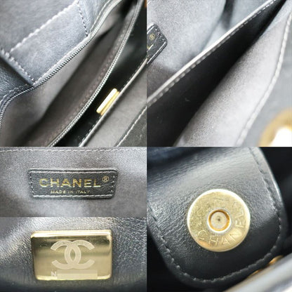 Chanel Hobo Shoulder Bag Black Gold Quilted Lambskin Coco
