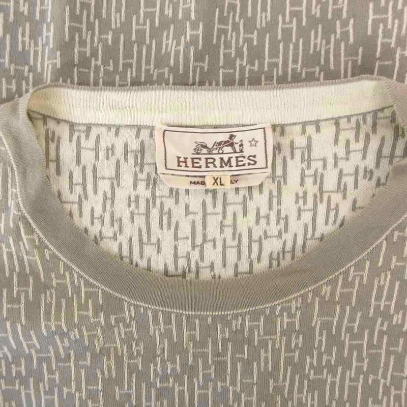 Hermes T-Shirt Stretch Knit Short Sleeve Star Mark Logo All Over