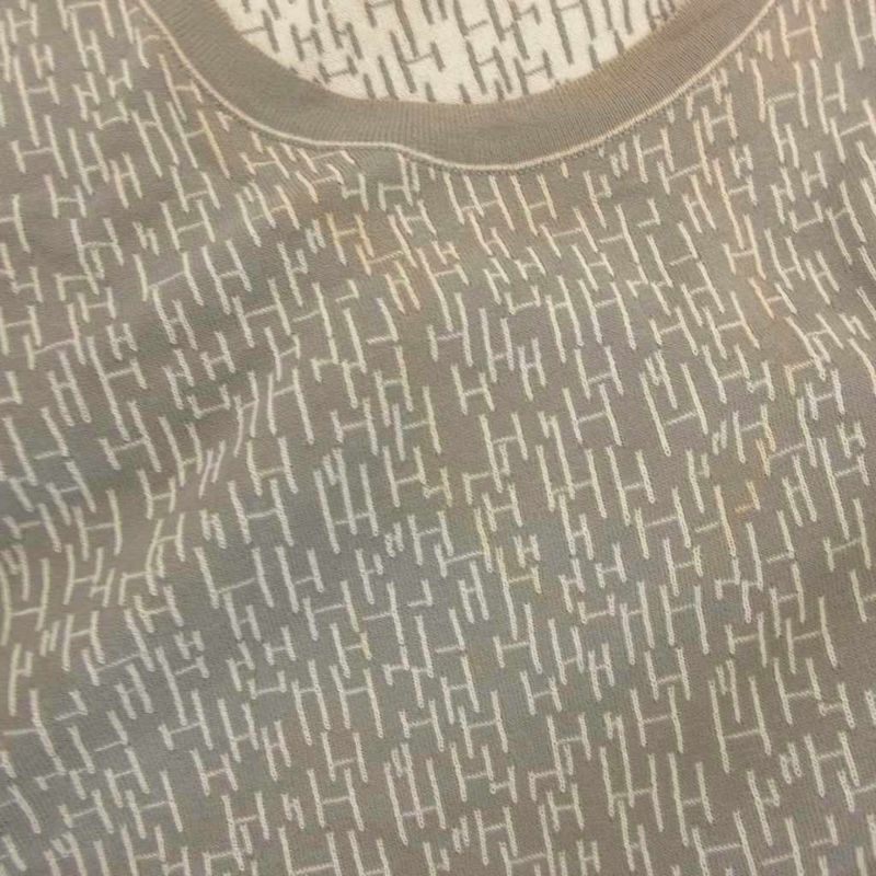 Hermes T-Shirt Stretch Knit Short Sleeve Star Mark Logo All Over