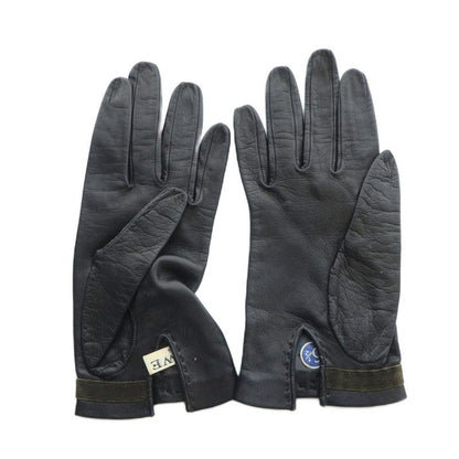 Loewe Gloves Leather Anagram Logo Gold 6.5 Black
