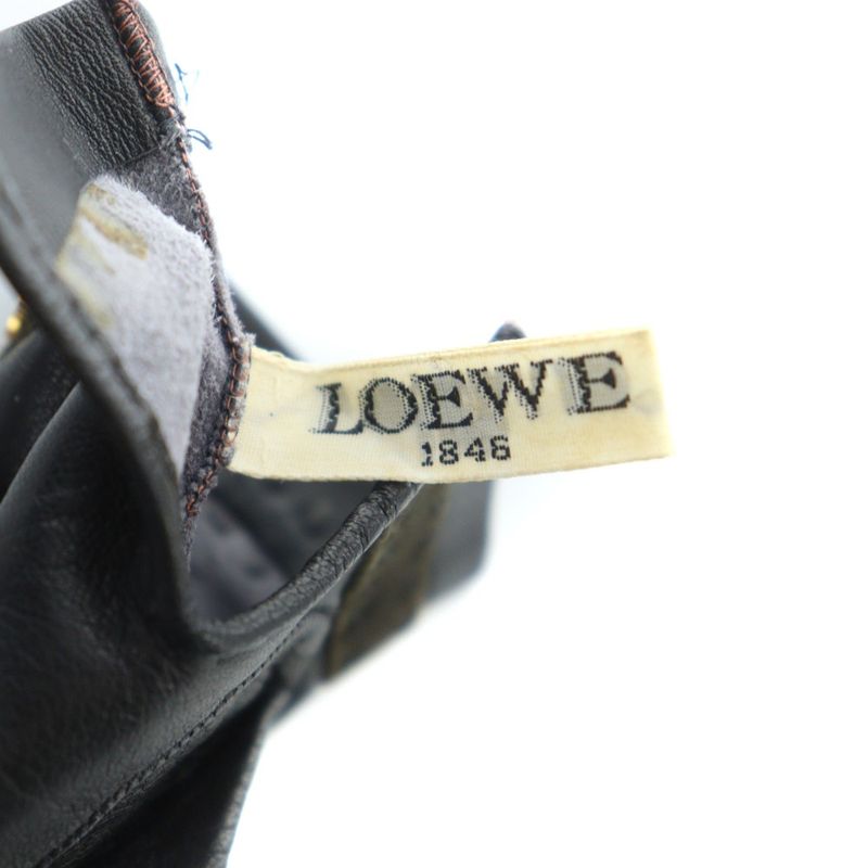 Loewe Gloves Leather Anagram Logo Gold 6.5 Black