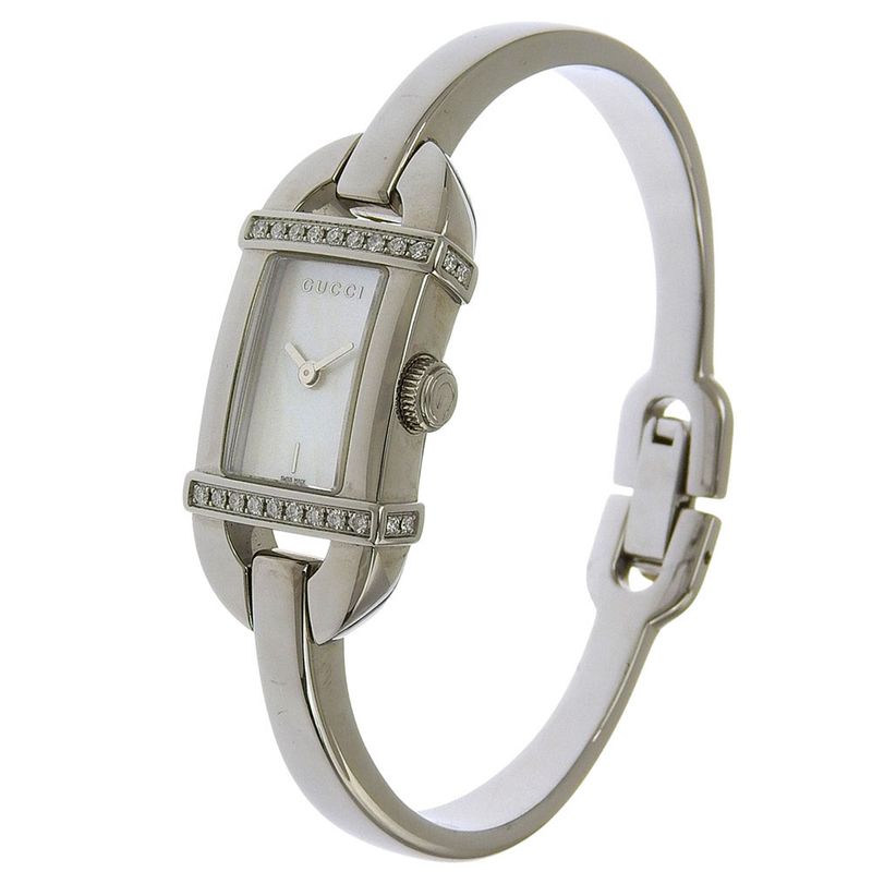 Gucci Stainless Steel Diamond Quartz Analog Display White Shell