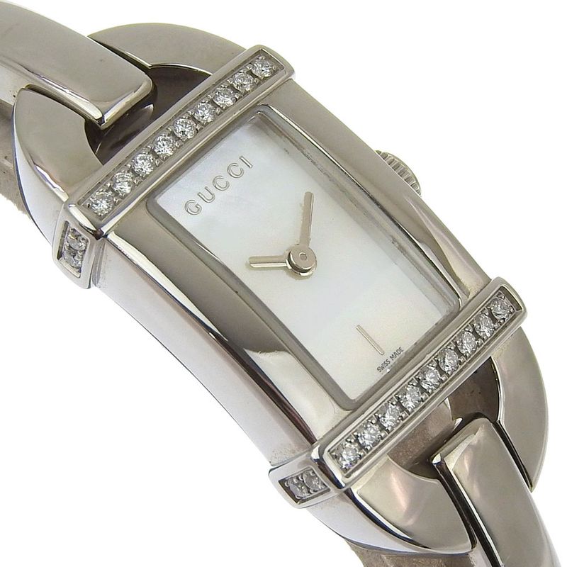 Gucci Stainless Steel Diamond Quartz Analog Display White Shell