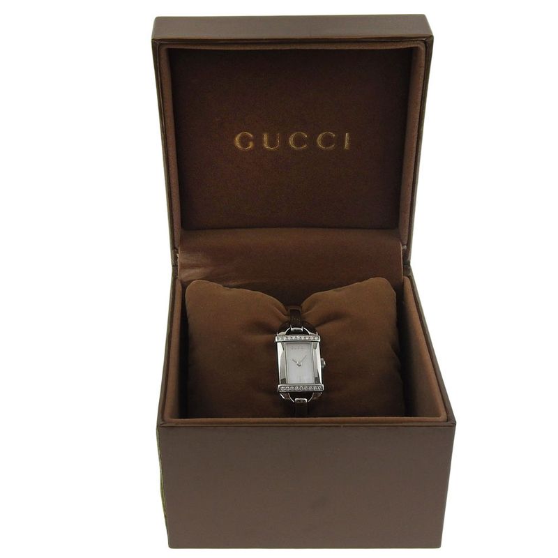 Gucci Stainless Steel Diamond Quartz Analog Display White Shell