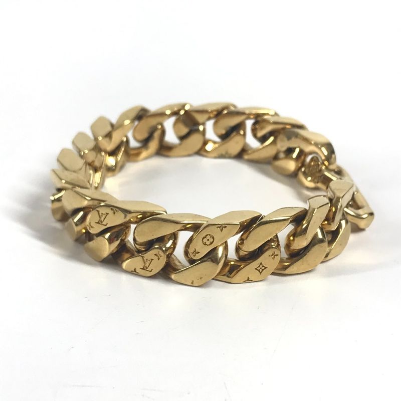 Louis Vuitton Bracelet Chain Links Monogram Metal Gold