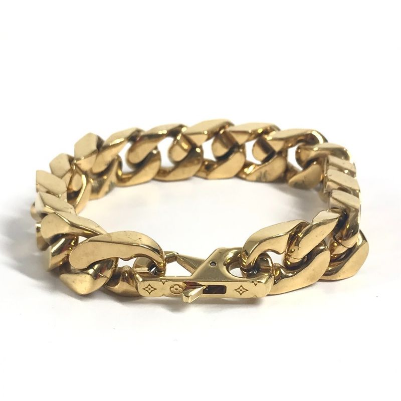 Louis Vuitton Bracelet Chain Links Monogram Metal Gold