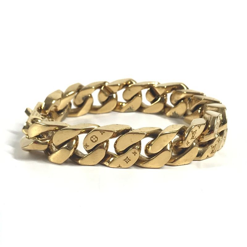 Louis Vuitton Bracelet Chain Links Monogram Metal Gold