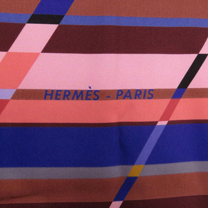 Hermes Carre 90 Photo Finish Silk Brown Purple Pink Scarf