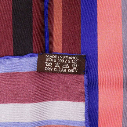 Hermes Carre 90 Photo Finish Silk Brown Purple Pink Scarf