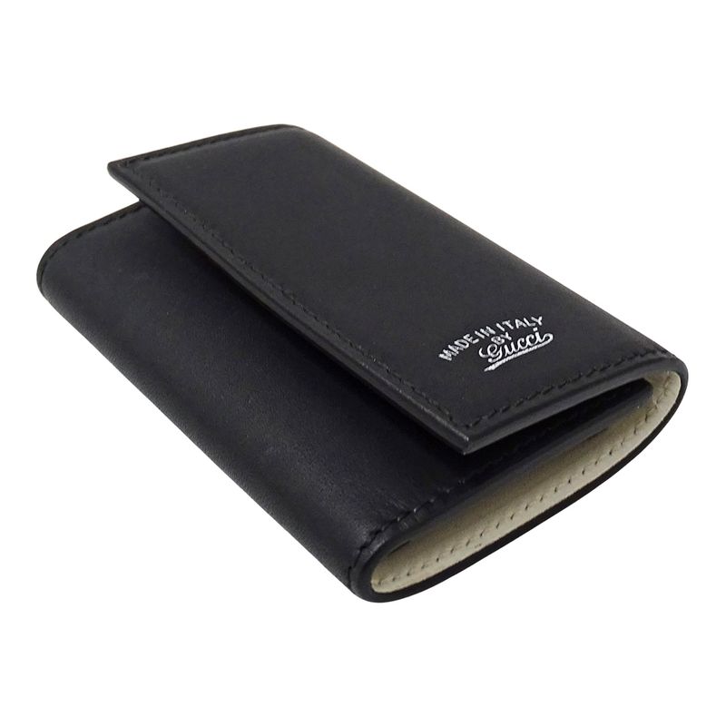 Gucci Key Case 6 Key Case Leather Black Compact Small