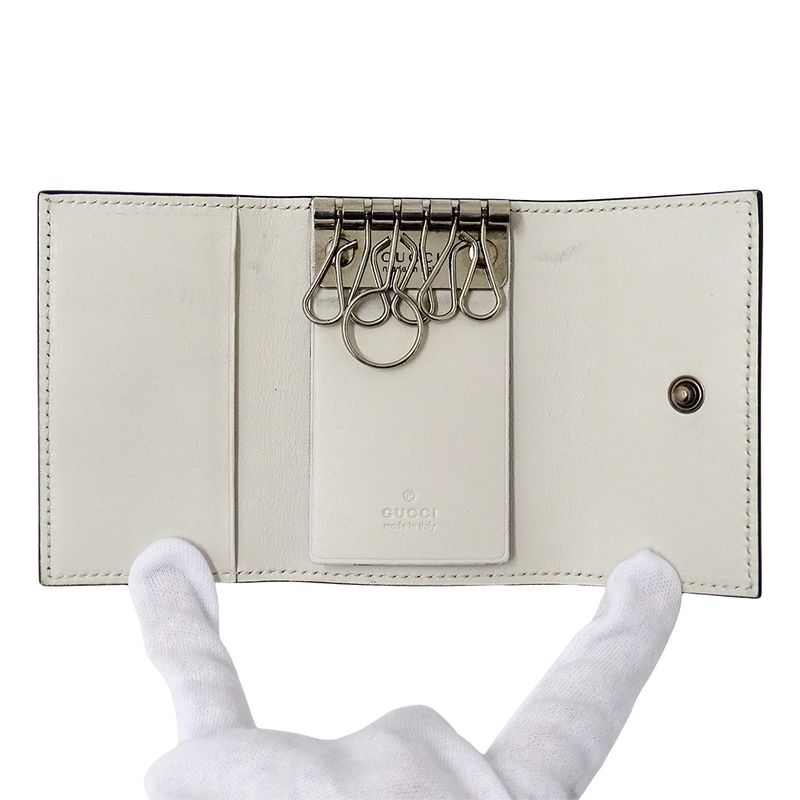 Gucci Key Case 6 Key Case Leather Black Compact Small