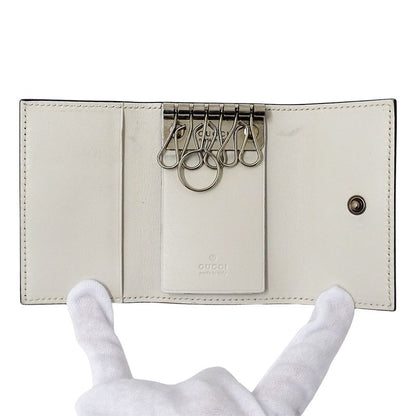 Gucci Key Case 6 Key Case Leather Black Compact Small