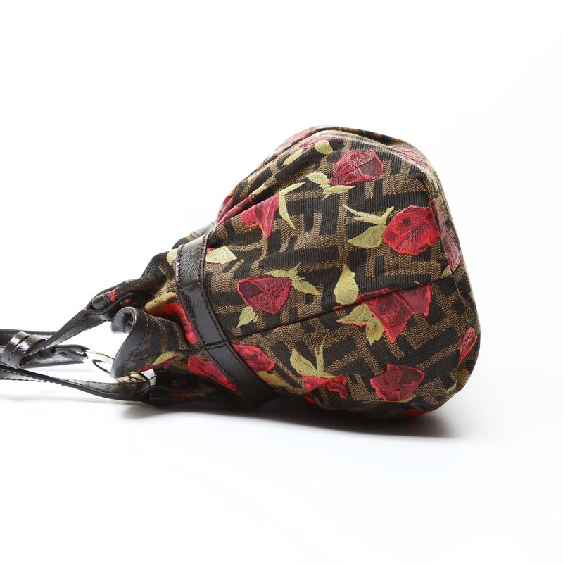 Fendi Handbag Zucca Canvas Rose Pattern
