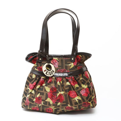 Fendi Handbag Zucca Canvas Rose Pattern