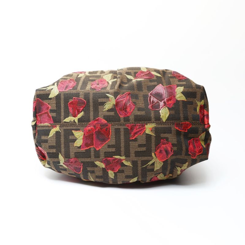 Fendi Handbag Zucca Canvas Rose Pattern