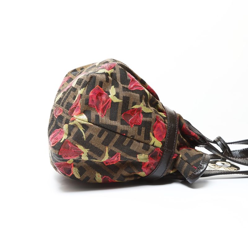 Fendi Handbag Zucca Canvas Rose Pattern