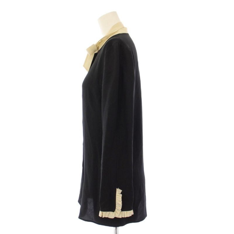 Gucci Silk Blouse Shirt Long Sleeve Bowtie Interlocking Button 36 Black