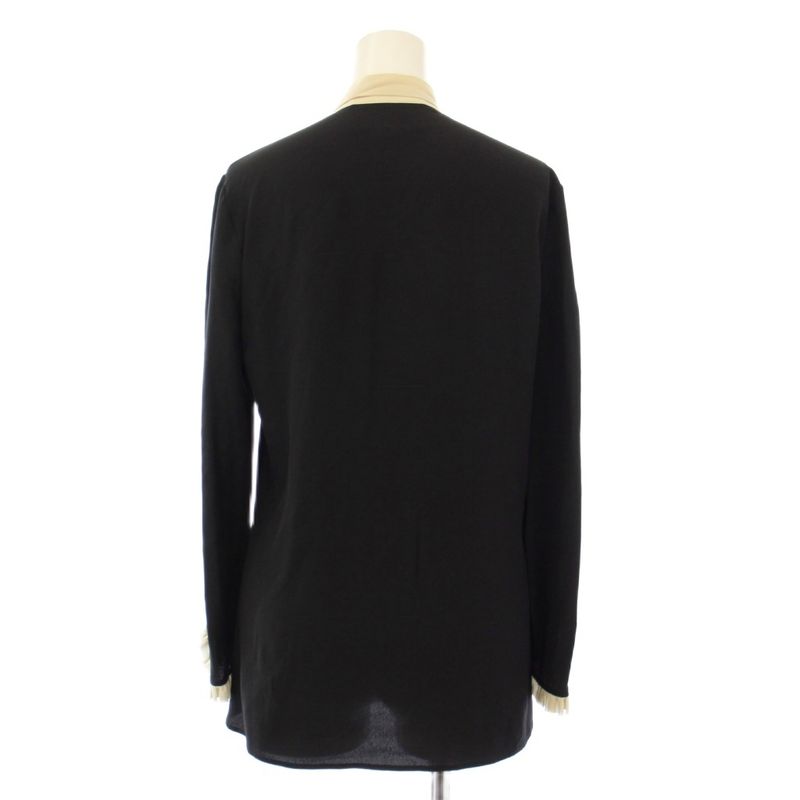 Gucci Silk Blouse Shirt Long Sleeve Bowtie Interlocking Button 36 Black