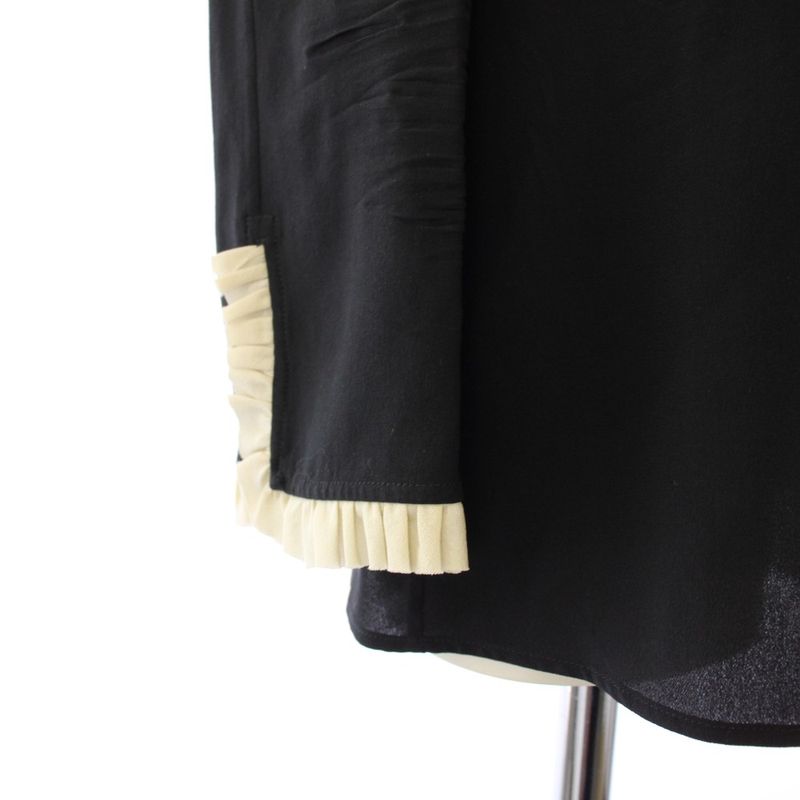 Gucci Silk Blouse Shirt Long Sleeve Bowtie Interlocking Button 36 Black
