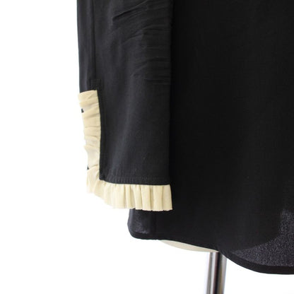 Gucci Silk Blouse Shirt Long Sleeve Bowtie Interlocking Button 36 Black