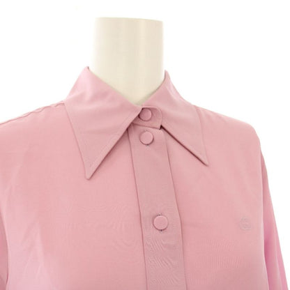 Gucci Cutter Shirt Blouse Long Sleeve Interlocking Embroidery 36 Pink