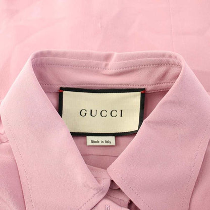 Gucci Cutter Shirt Blouse Long Sleeve Interlocking Embroidery 36 Pink