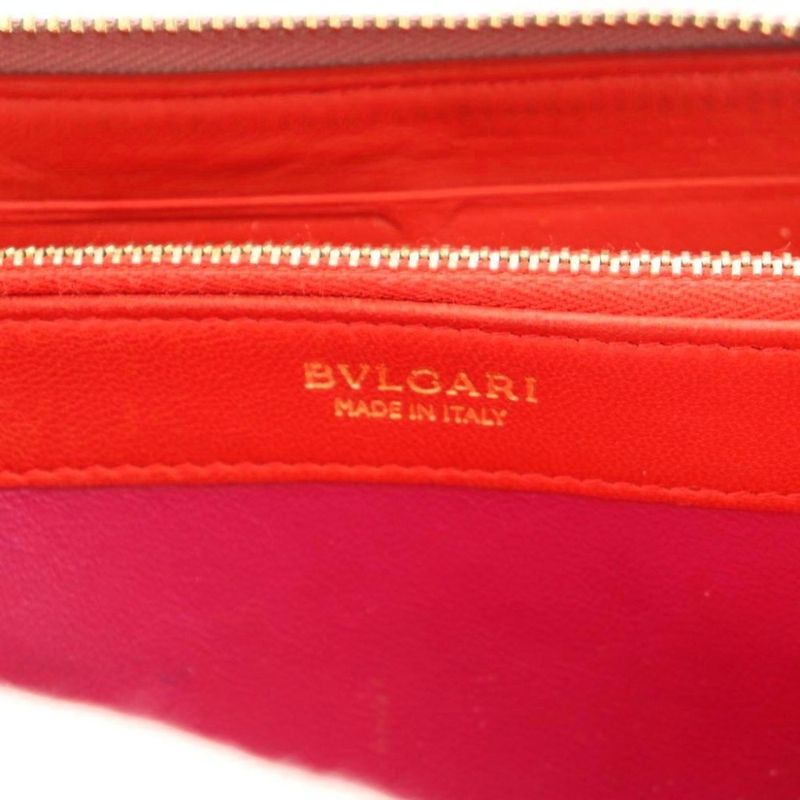 Bvlgari B-zero One Wallet Zip Around Coin Purse Shape Press Pink