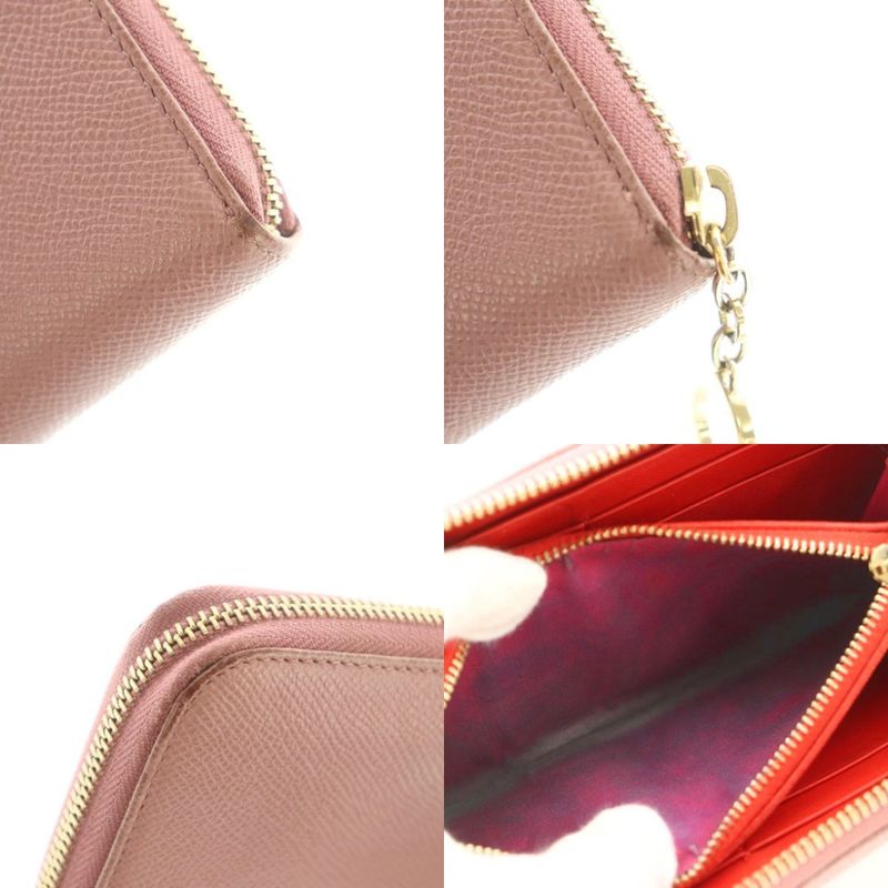 Bvlgari B-zero One Wallet Zip Around Coin Purse Shape Press Pink