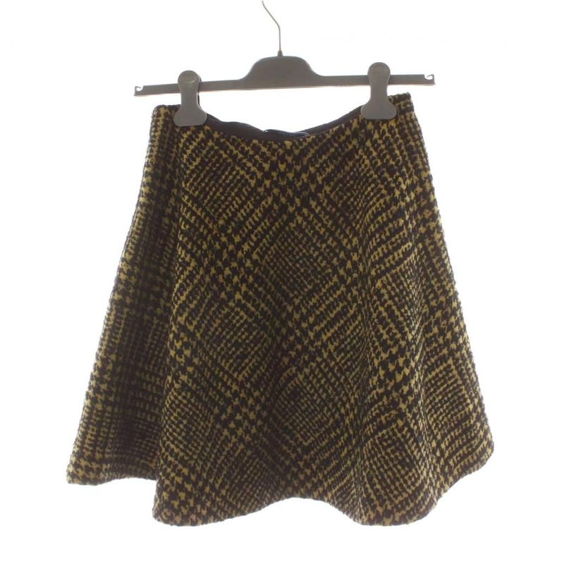 Prada Fuscat Knee Length Tweed Wool Mohair Blend 38 Yellow Black