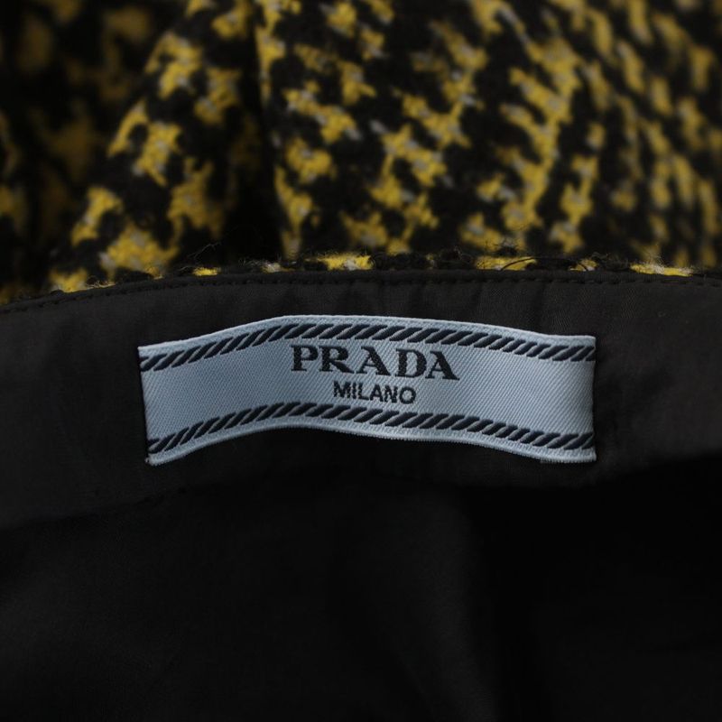 Prada Fuscat Knee Length Tweed Wool Mohair Blend 38 Yellow Black