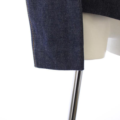 Gucci Denim Leather Tailored Jacket Button 36 Navy