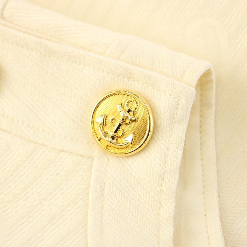 Gucci GG Pattern Sleeveless Top Gold Buttons 36 White