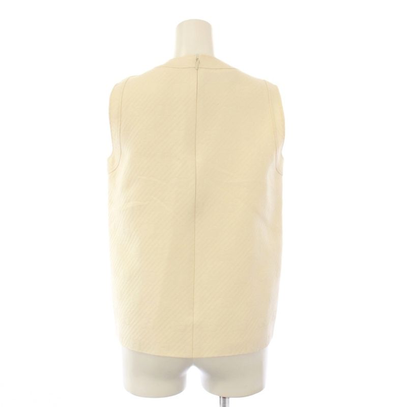 Gucci GG Pattern Sleeveless Top Gold Buttons 36 White