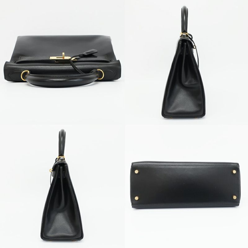 Hermes Kelly 28 Inner Sewing Handbag 2-Way Black Gold