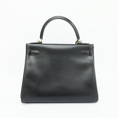 Hermes Kelly 28 Inner Sewing Handbag 2-Way Black Gold