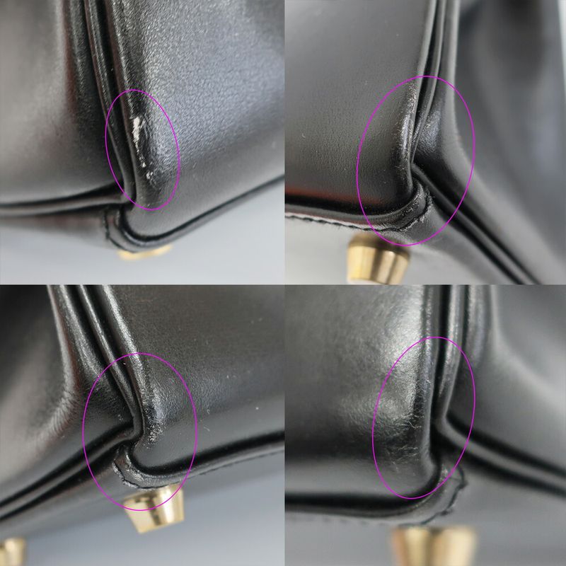 Hermes Kelly 28 Inner Sewing Handbag 2-Way Black Gold