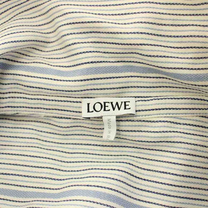Loewe Poplin Casual Shirt Long Sleeve Hooded Striped Pattern 39 White Blue BB