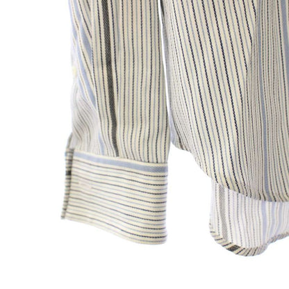 Loewe Poplin Casual Shirt Long Sleeve Hooded Striped Pattern 39 White Blue BB