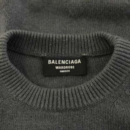 Balenciaga Wardrobe Knit Sweater Long Sleeve Emblem Embroidery Cashmere XS