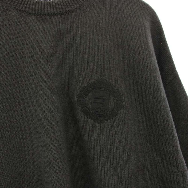 Balenciaga Wardrobe Knit Sweater Long Sleeve Emblem Embroidery Cashmere XS