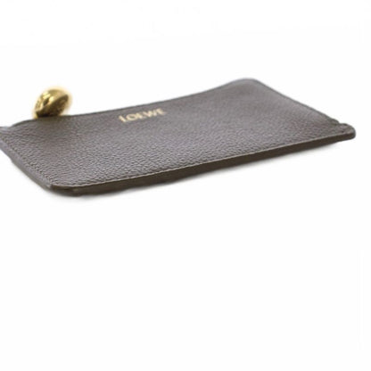 Loewe Pebble Coin Card Holder Coin Purse Grain Calf Leather Dark Brown