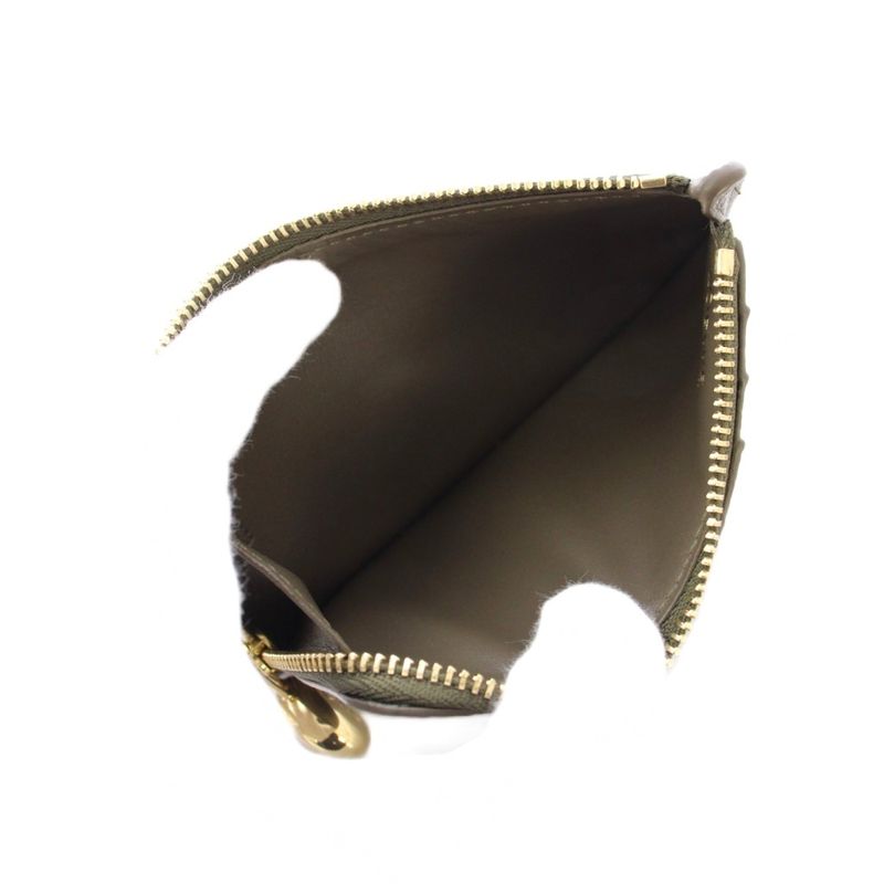 Loewe Pebble Coin Card Holder Coin Purse Grain Calf Leather Dark Brown