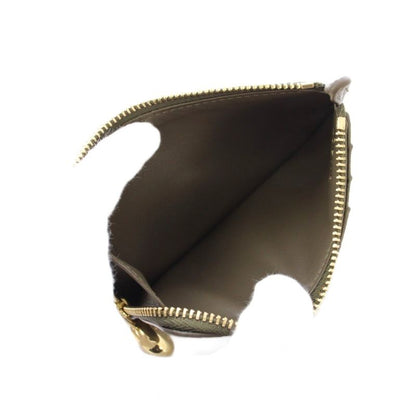 Loewe Pebble Coin Card Holder Coin Purse Grain Calf Leather Dark Brown