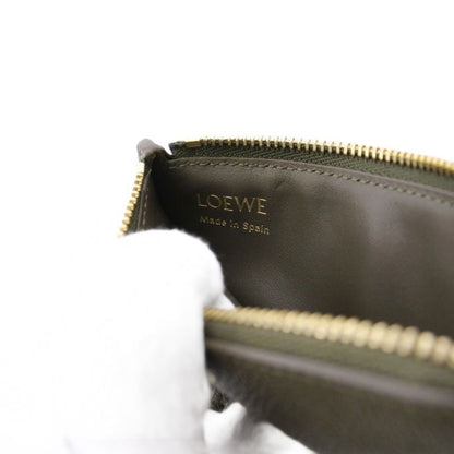 Loewe Pebble Coin Card Holder Coin Purse Grain Calf Leather Dark Brown