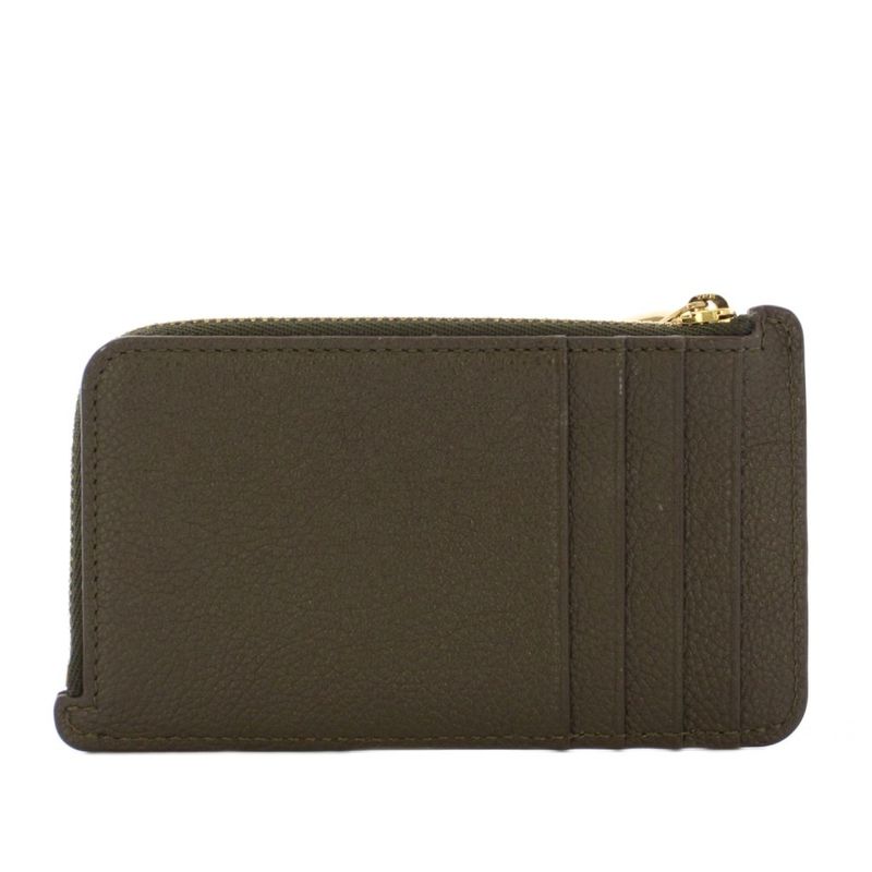Loewe Pebble Coin Card Holder Coin Purse Grain Calf Leather Dark Brown