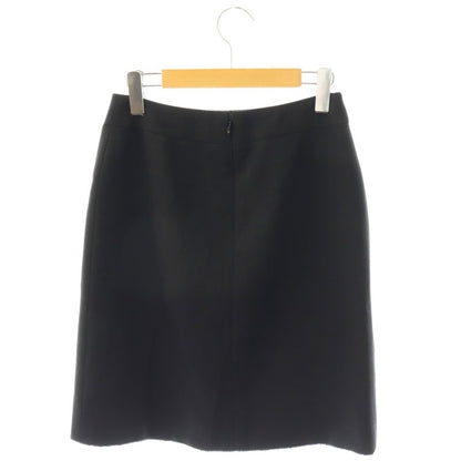 Chanel Logo Button Skirt Knee Length Trapezoid Wool 34 Black